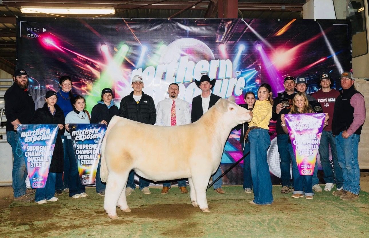 Shelby Nissen with the supreme champion overall steer at the 2024 Northern Exposure